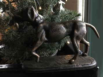 Jagdhund mit Beute in Bronze-Metall-Optik