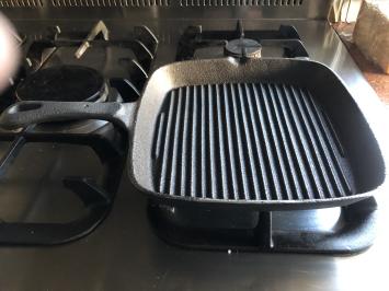 Zware gietijzeren grill pan, ouderwetse  topkwaliteit