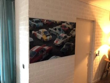 Décoration murale sur verre, Oldtimer & Porsche en couleur