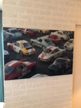 Décoration murale sur verre, Oldtimer & Porsche en couleur