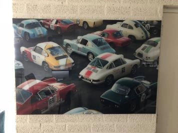 Décoration murale sur verre, Oldtimer & Porsche en couleur