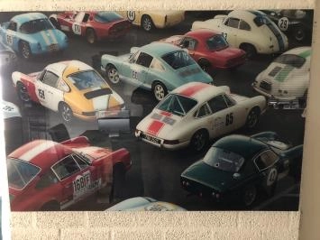 Décoration murale sur verre, Oldtimer & Porsche en couleur