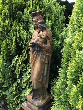 Marie avec l'enfant - statue en pierre - 80 cm - oxyde - en détail