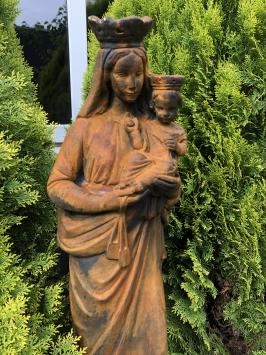 Marie avec l'enfant - statue en pierre - 80 cm - oxyde - en détail