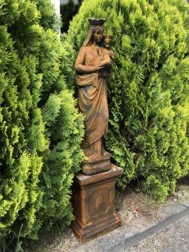 Marie avec l'enfant - statue en pierre - 80 cm - oxyde - en détail