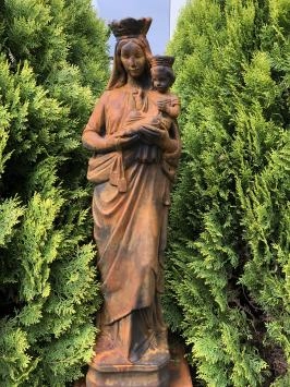 Marie avec l'enfant - statue en pierre - 80 cm - oxyde - en détail