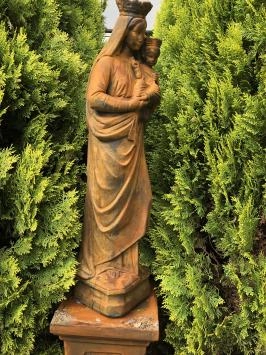 Marie avec l'enfant - statue en pierre - 80 cm - oxyde - en détail