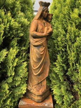 Marie avec l'enfant - statue en pierre - 80 cm - oxyde - en détail
