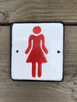 Set van tekens voor de wc-deur, gietijzer geschilderd, Man + Vrouw