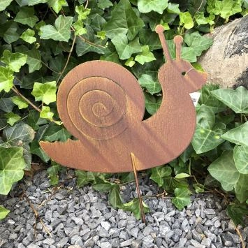 Escargot silhouette - métal marron mat, fiche de jardin