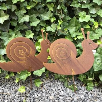 Escargot silhouette - métal marron mat, fiche de jardin