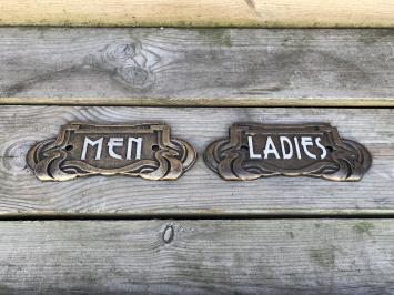 Satz Schilder für die Toilettentür, Gusseisen lackiert, Mann + Frau, schön und schwer