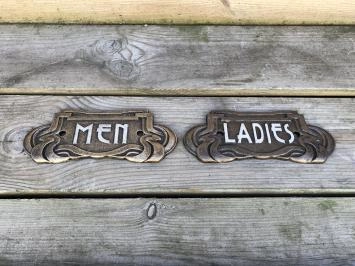 Ensemble de panneaux pour la porte des toilettes, en fonte peinte, Homme + Femme