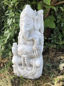 Ganesha - stenen beeld - 75 cm - klassiek wit - hindoeïsme