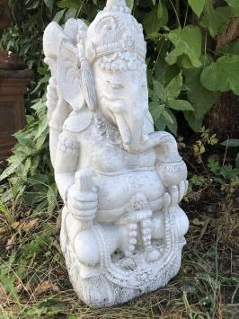 Ganesha - stenen beeld - 75 cm - klassiek wit - hindoeïsme