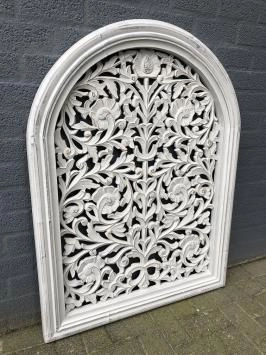 Groot massief houten Wandpaneel paneel, wash-grey