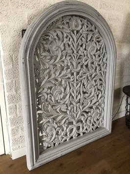 Groot massief houten Wandpaneel paneel, wash-grey