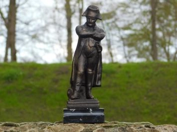 Sculpture Napoléon, aspect bronze-métal sur socle en marbre