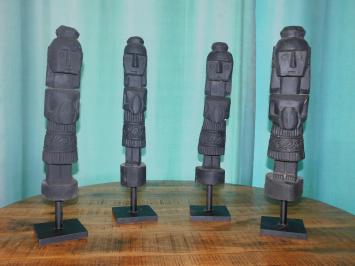 Set van 4 handgesneden Asmat beelden - Tibal Art Wood