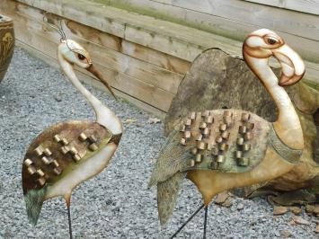 2er Set - Flamingo und Kranich - Metall - Handarbeit
