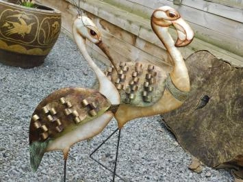 2er Set - Flamingo und Kranich - Metall - Handarbeit