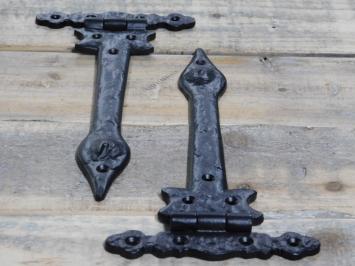 2 x Türscharniere, Türband, schwarzes Brustband antikes Eisen Türscharnier mittelalterlich