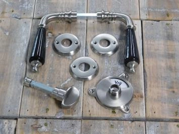Ensemble de quincaillerie pour porte de toilettes - poignées de porte + serrure rotative, nickel mat