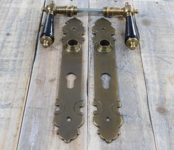Ensemble de quincaillerie de porte - PZ92 - Laiton patiné - porte d'entrée