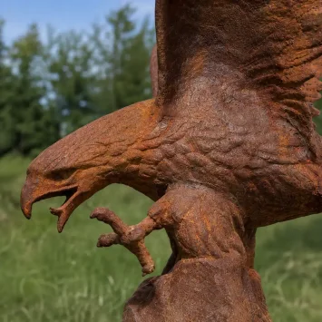 Aigle en fonte – 64 cm – grande sculpture d'extérieur