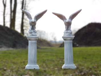 Lot de 2 aigles - sur socle - pierre - 130 cm - classique