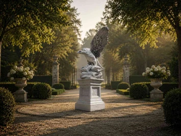Adelaar tuinbeeld op sokkel - groot stenen standbeeld - 233 cm