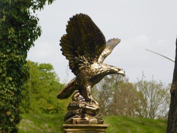 Adler-Gartenstatue, Gold/Schwarz, fliegende Adlerstatue, Polystone