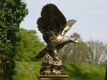 Tuinbeeld adelaar, goud zwarte adelaar op sokkel, exclusief beeld