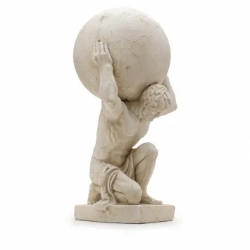 Atlas met wereldbol - polystone beeld - 70 cm - oud wit