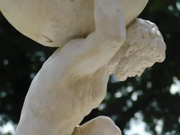 Statue de jardin Atlas avec globe - figurine classique - blanc