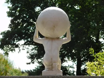 Statue de jardin Atlas avec globe - figurine classique - blanc