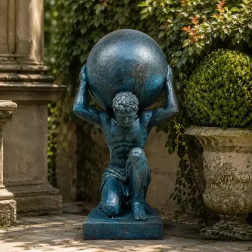 Atlas beeld van polystone in Vintage Blue – klassiek