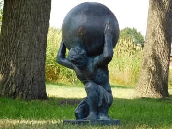 Beeld Atlas XL – Vintage Blue – polystone decoratie – 70 cm