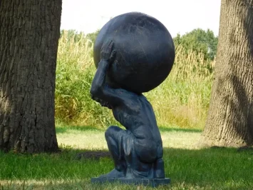 Beeld Atlas XL – Vintage Blue – polystone decoratie – 70 cm