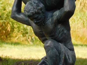 Statue d'Atlas en polystone bleu vintage – classique