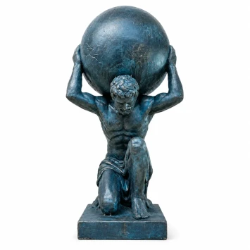 Atlas beeld van polystone in Vintage Blue – klassiek