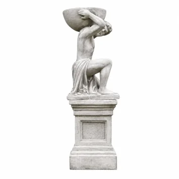 Klassische Atlas-Statue mit Sockel und Waage – 147 cm Stein