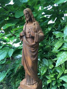 Statue des heiligen Herzens Jesu, massiver Stein, Farbe Oxid, schönes Aussehen!