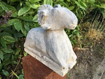 Bélier indonésien - statue animal en pierre - 31 cm - sculptée à la main