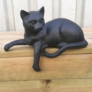 Katzenskulptur, Polystein, liegend