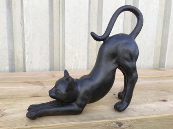 Skulptur einer sich streckenden Katze