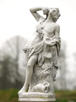 Dionysos Bacchus - Gartenstatue auf Sockel - Stein - 200 cm - klassisch