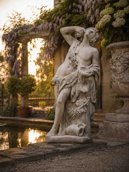 Tuinbeeld Bacchus - groot Romeins figuur - klassiek steen