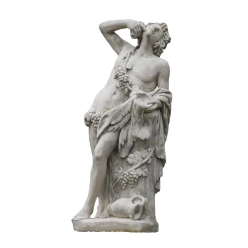 Bacchus - stenen beeld - 140 cm - druiven - wit - Romeins