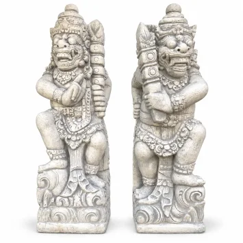 Set van 2 tempelwachters - steen - 65 cm - Balinese krijgers